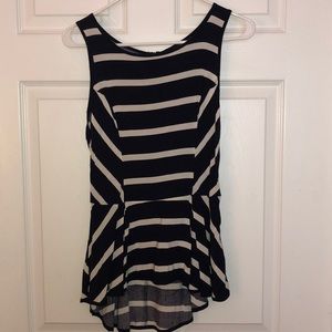 Navy and white striped dressy tank